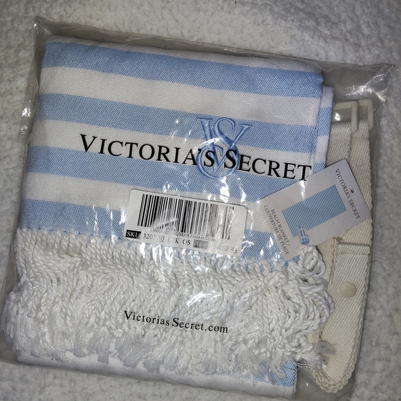 Victoria's Secret Other - Victoria's Secret Light Blue and White Striped Blanket
